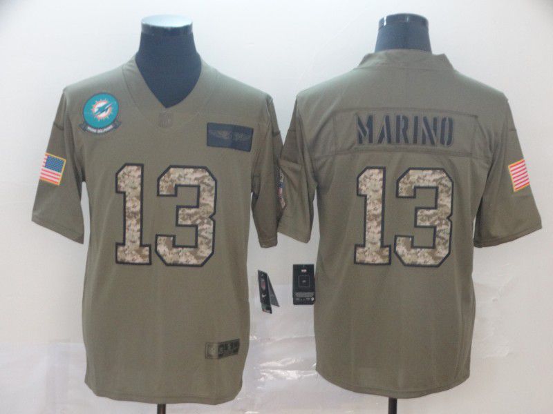 Men Miami Dolphins #13 Marino Nike 2019 Olive Camo Salute to Service Limited NFL Jerseys->new york giants->NFL Jersey